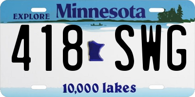MN license plate 418SWG