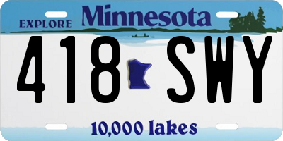 MN license plate 418SWY