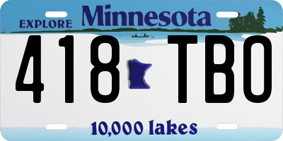 MN license plate 418TBO
