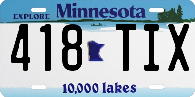 MN license plate 418TIX