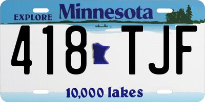 MN license plate 418TJF