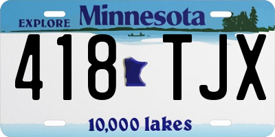 MN license plate 418TJX