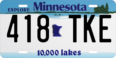 MN license plate 418TKE