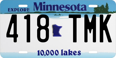 MN license plate 418TMK