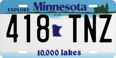 MN license plate 418TNZ