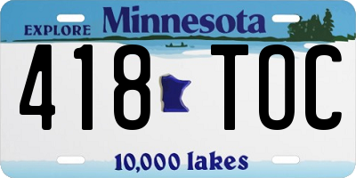 MN license plate 418TOC