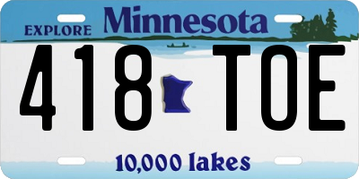 MN license plate 418TOE