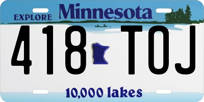 MN license plate 418TOJ