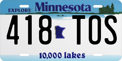 MN license plate 418TOS