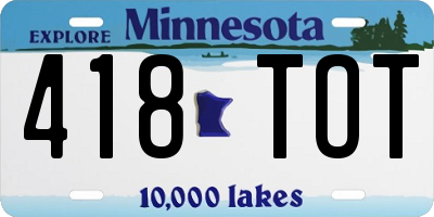 MN license plate 418TOT