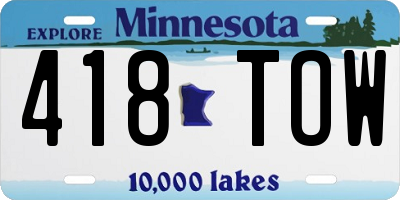MN license plate 418TOW