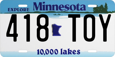 MN license plate 418TOY