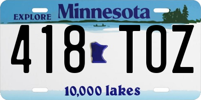 MN license plate 418TOZ