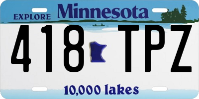 MN license plate 418TPZ