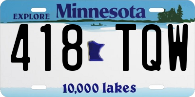 MN license plate 418TQW