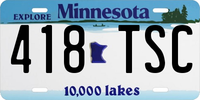 MN license plate 418TSC