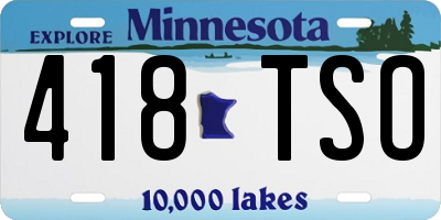 MN license plate 418TSO