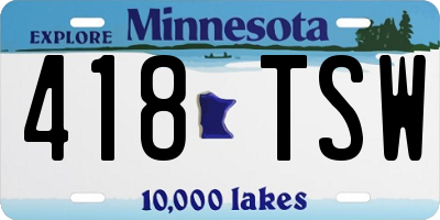 MN license plate 418TSW