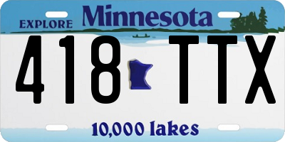 MN license plate 418TTX