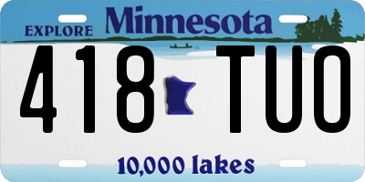 MN license plate 418TUO