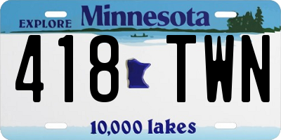 MN license plate 418TWN