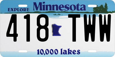 MN license plate 418TWW