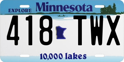 MN license plate 418TWX