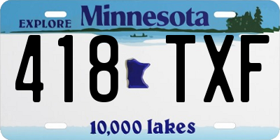 MN license plate 418TXF
