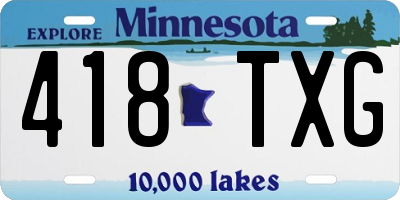 MN license plate 418TXG