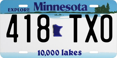 MN license plate 418TXO