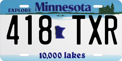 MN license plate 418TXR