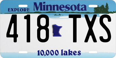 MN license plate 418TXS