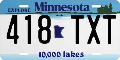 MN license plate 418TXT