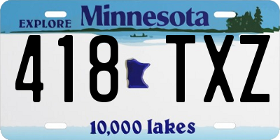 MN license plate 418TXZ