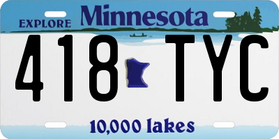 MN license plate 418TYC