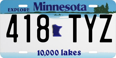 MN license plate 418TYZ