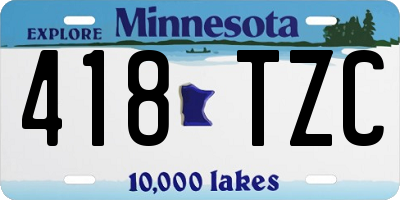 MN license plate 418TZC
