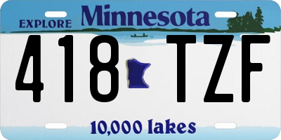 MN license plate 418TZF