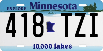 MN license plate 418TZI