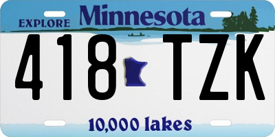 MN license plate 418TZK