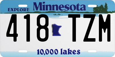 MN license plate 418TZM