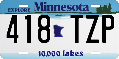 MN license plate 418TZP