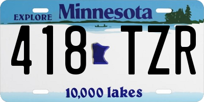 MN license plate 418TZR