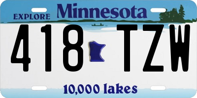 MN license plate 418TZW