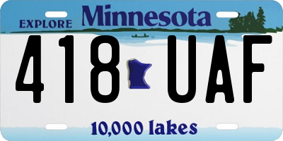 MN license plate 418UAF