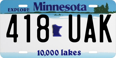 MN license plate 418UAK