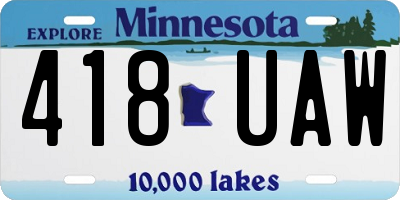 MN license plate 418UAW