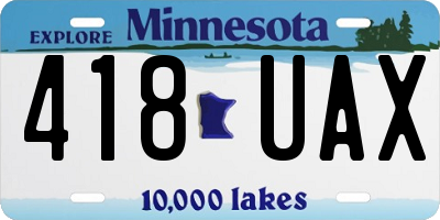 MN license plate 418UAX