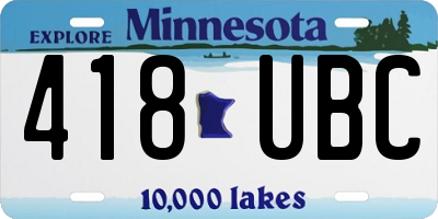 MN license plate 418UBC