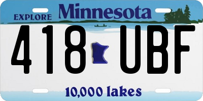 MN license plate 418UBF